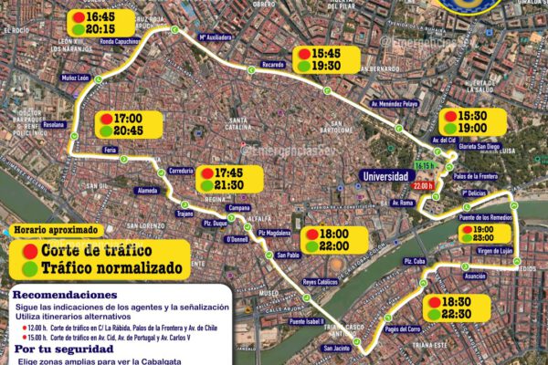 Itinerario de la Cabalgata de Reyes de Sevilla de 2025