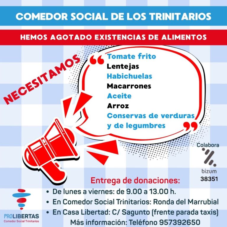 URGENTE: El Comedor Social de los Padres Trinitarios en Córdoba tu Ayuda.