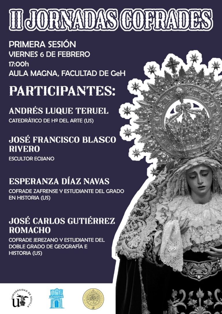 Cartel de las II Jornadas Cofrades en la Facultad de Geografía e Historia de la Universidad de Sevilla