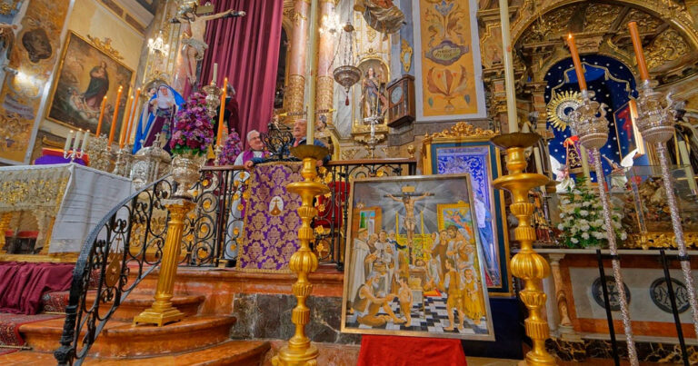 Cartel oficial de la salida procesional del Santísimo Cristo de los Desamparados, obra de Juan Antonio Huguet Pretel, Sábado de Pasión 2026