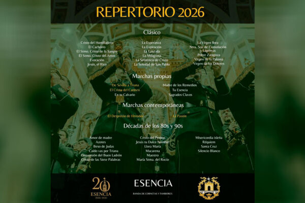 Repertorio musical 2026 de la Banda de Cornetas y Tambores Esencia