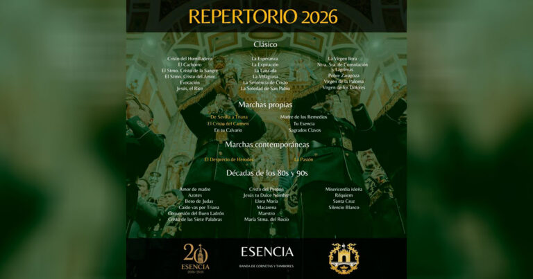 Repertorio musical 2026 de la Banda de Cornetas y Tambores Esencia