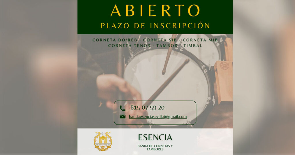La Banda Esencia abre inscripciones para nuevos músicos tras la Semana Santa