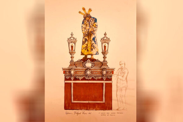 Diseño inspirado en las históricas andas de carey y plata para Nuestro Padre Jesús de la Pasión.