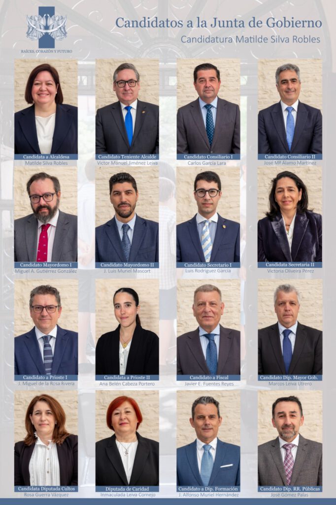 Miembros de la candidatura de Matilde Silva a hermana mayor de la Hermandad de Los Negritos de Sevilla
