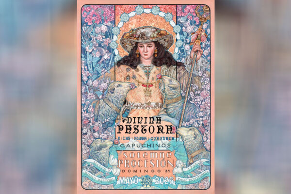 Cartel de la Solemne y Gloriosa Procesión de la Divina Pastora de Capuchinos 2026 obra de Jesús Suárez Aguilar