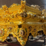 El paso de misterio de San Esteban durante los trabajos previos a la salida extraordinaria del centenario.
