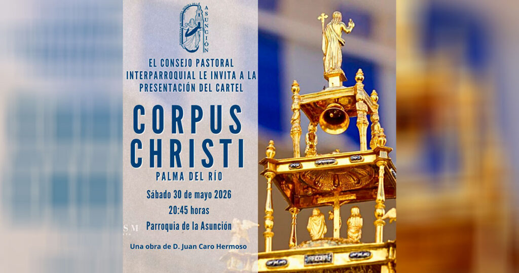 Cartel anunciador del Corpus Christi 2026 de Palma del Río realizado por el artista Juan Caro Hermoso.