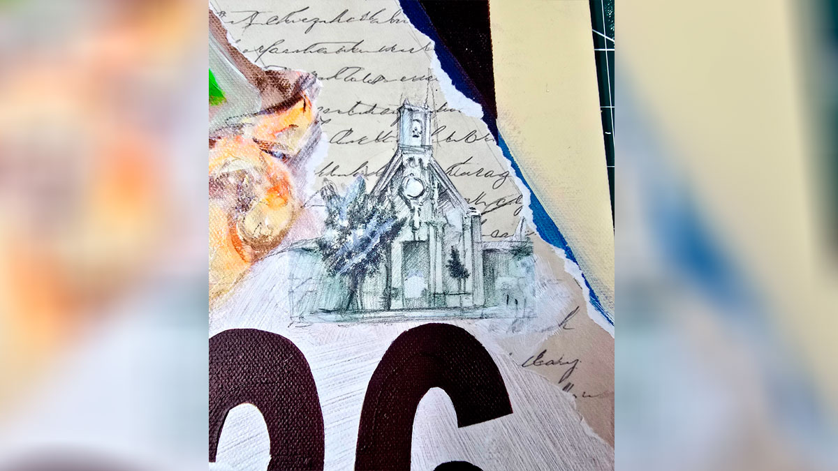 Presentación del cartel conmemorativo del Centenario Devocional de la Virgen de los Dolores del Cerro, obra realizada por el artista onubense Chema Riquelme.