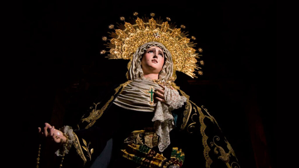 Cartel con el programa de cultos y actos organizados por la Hermandad de la Soledad de San Buenaventura para conmemorar el 175 aniversario de la hechura y bendición de Nuestra Señora de la Soledad.