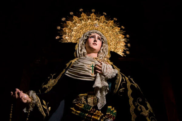 Cartel con el programa de cultos y actos organizados por la Hermandad de la Soledad de San Buenaventura para conmemorar el 175 aniversario de la hechura y bendición de Nuestra Señora de la Soledad.
